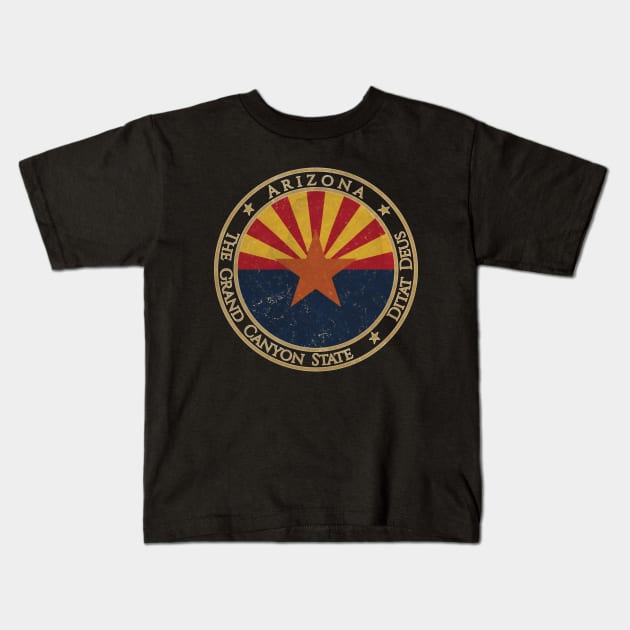Vintage Arizona State USA United States of America American Flag Kids T-Shirt by DragonXX